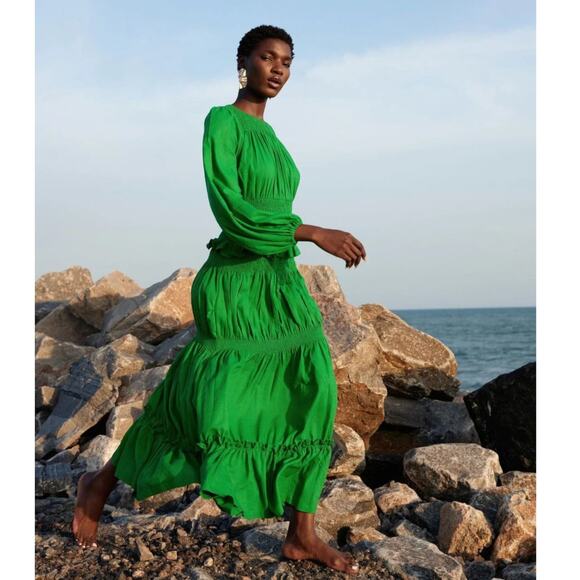 Oríré Gale Smocked Long Sleeve Tiered Maxi Dress Size US/4 - Picture 2 of 14